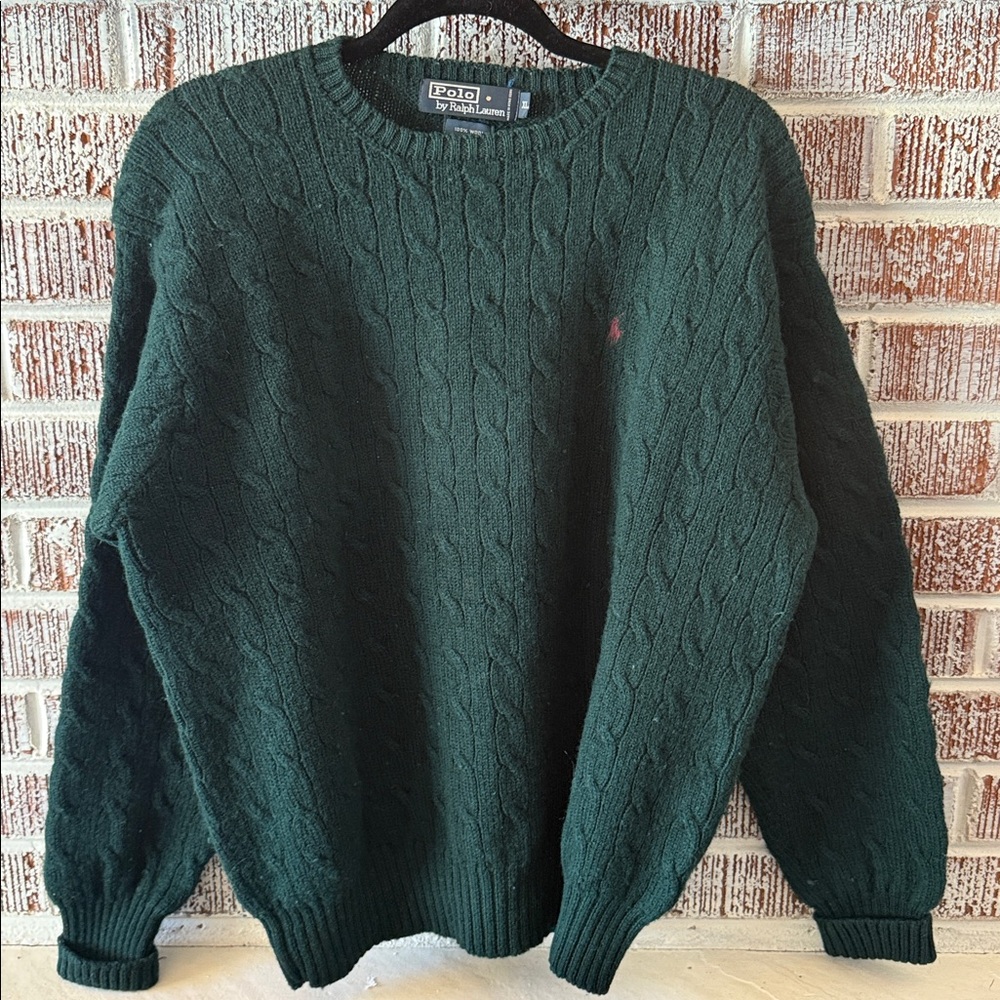 Polo by Ralph Lauren Men's Dark Green Cable Knit Sweater
